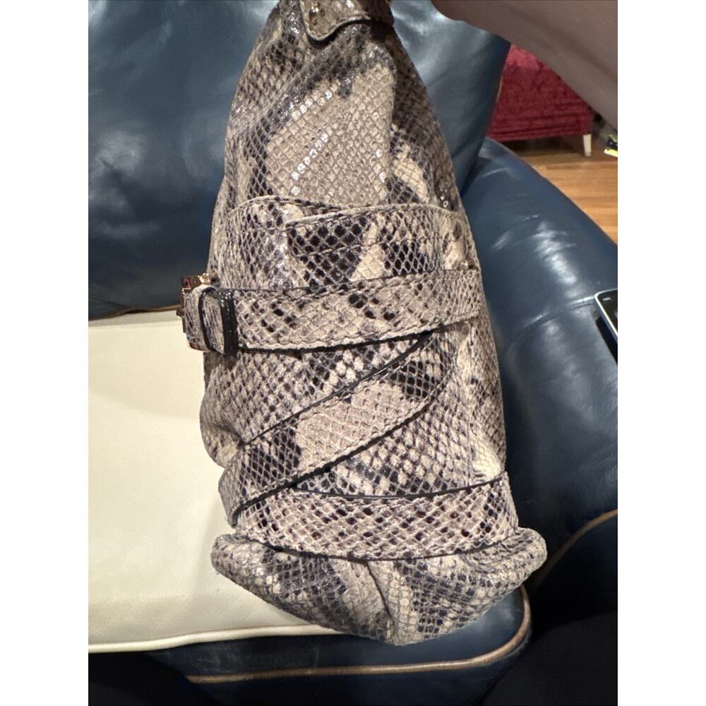 Michael Kors Women's Large Tan Leather Snakeskin Hobo Bag - Picture 7 of 12